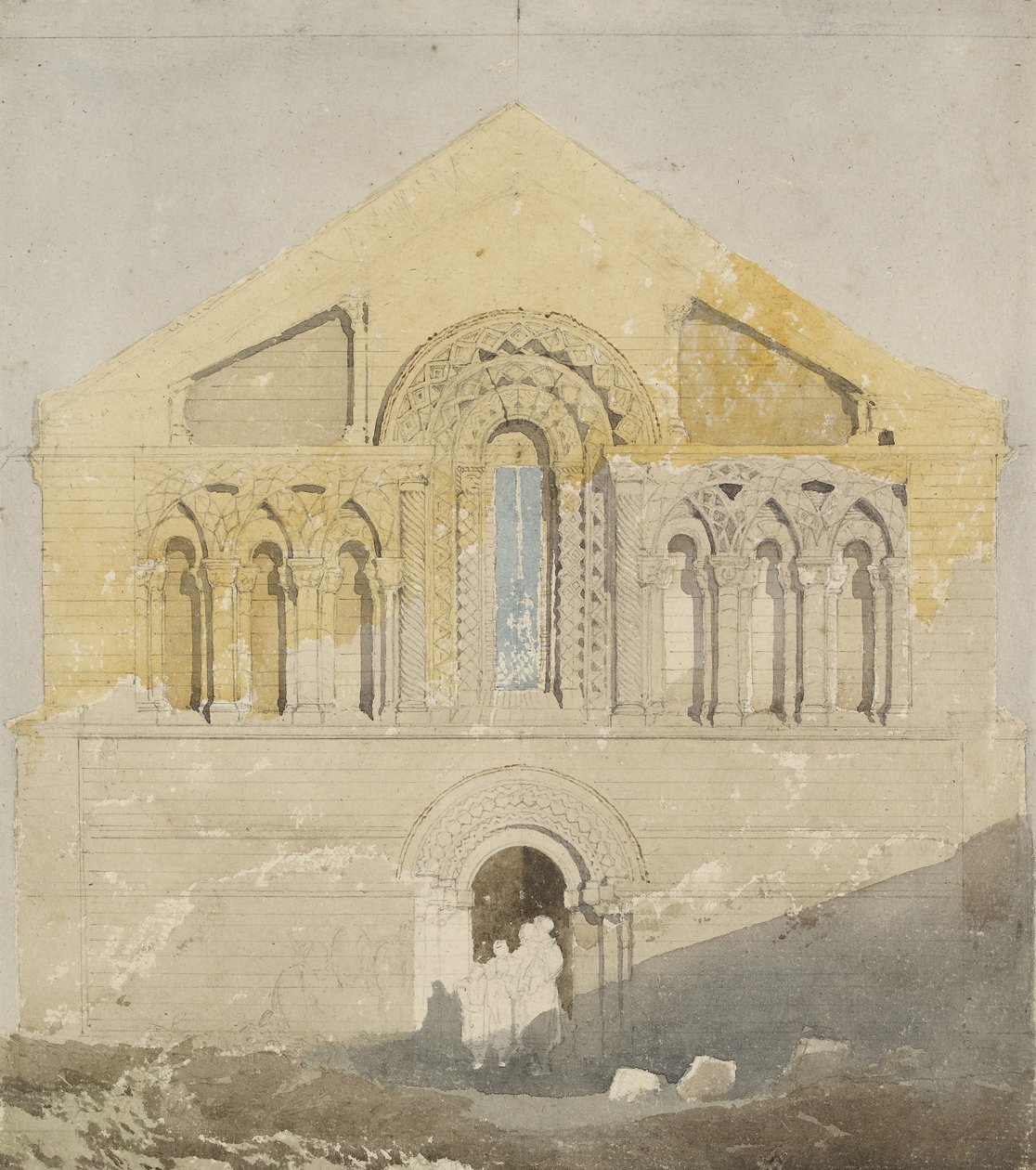A Castle Rising Church nyugati frontja, Norfolk (akvarell grafittal) alkotó: John Sell Cotman