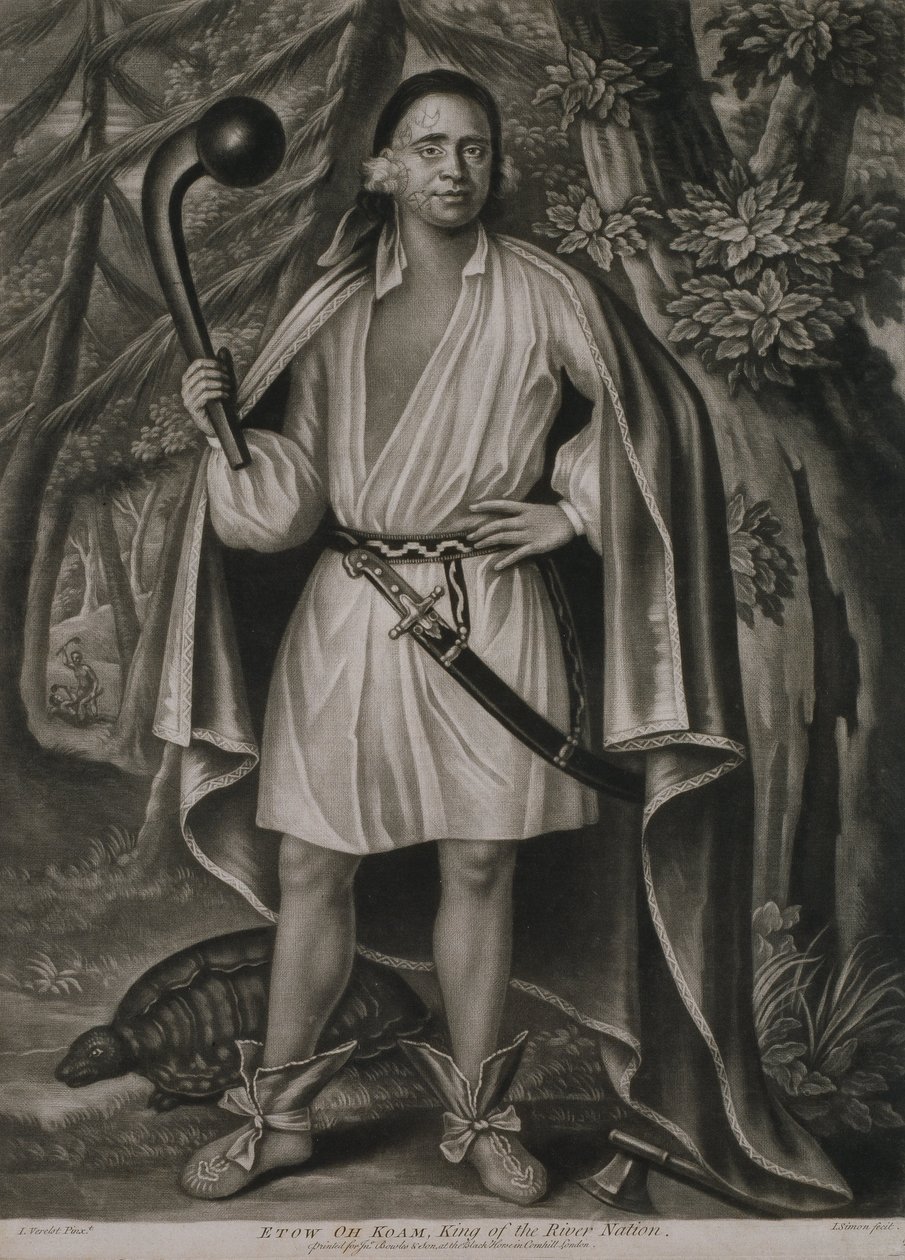 Etow Oh Koam, a folyó királya (1710) alkotó: John Simon