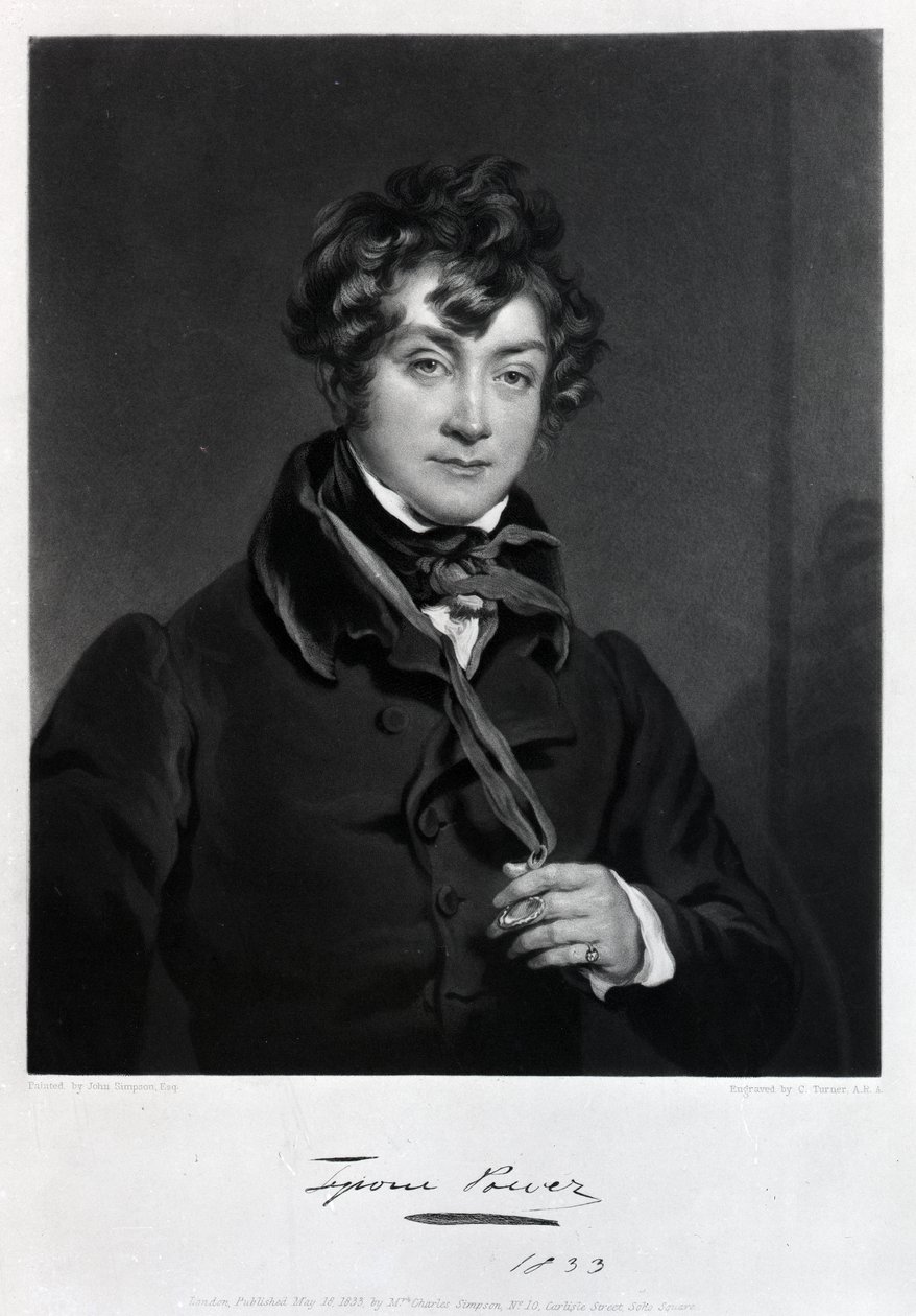 Tyrone Power, James Sands metszete, 1833 körül alkotó: John Simpson