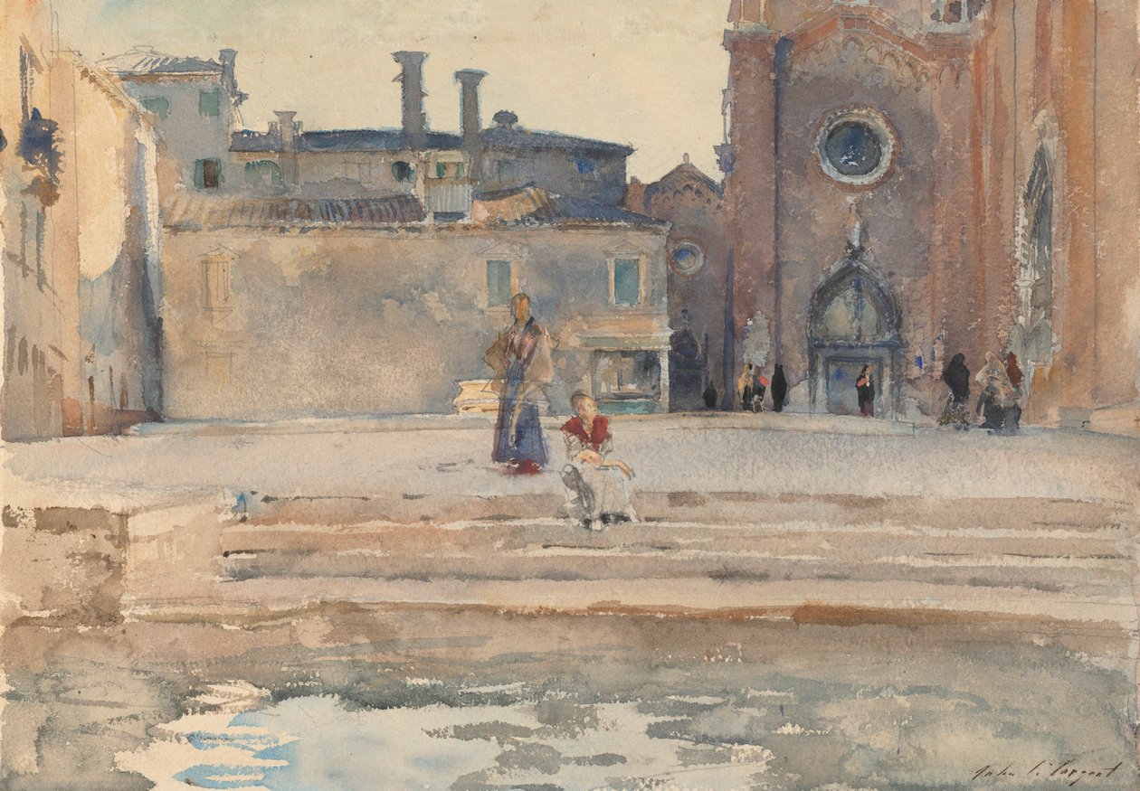 Campo dei Frari, Velence, 1880-82 (wc ceruzával, gouache papíron) alkotó: John Singer Sargent