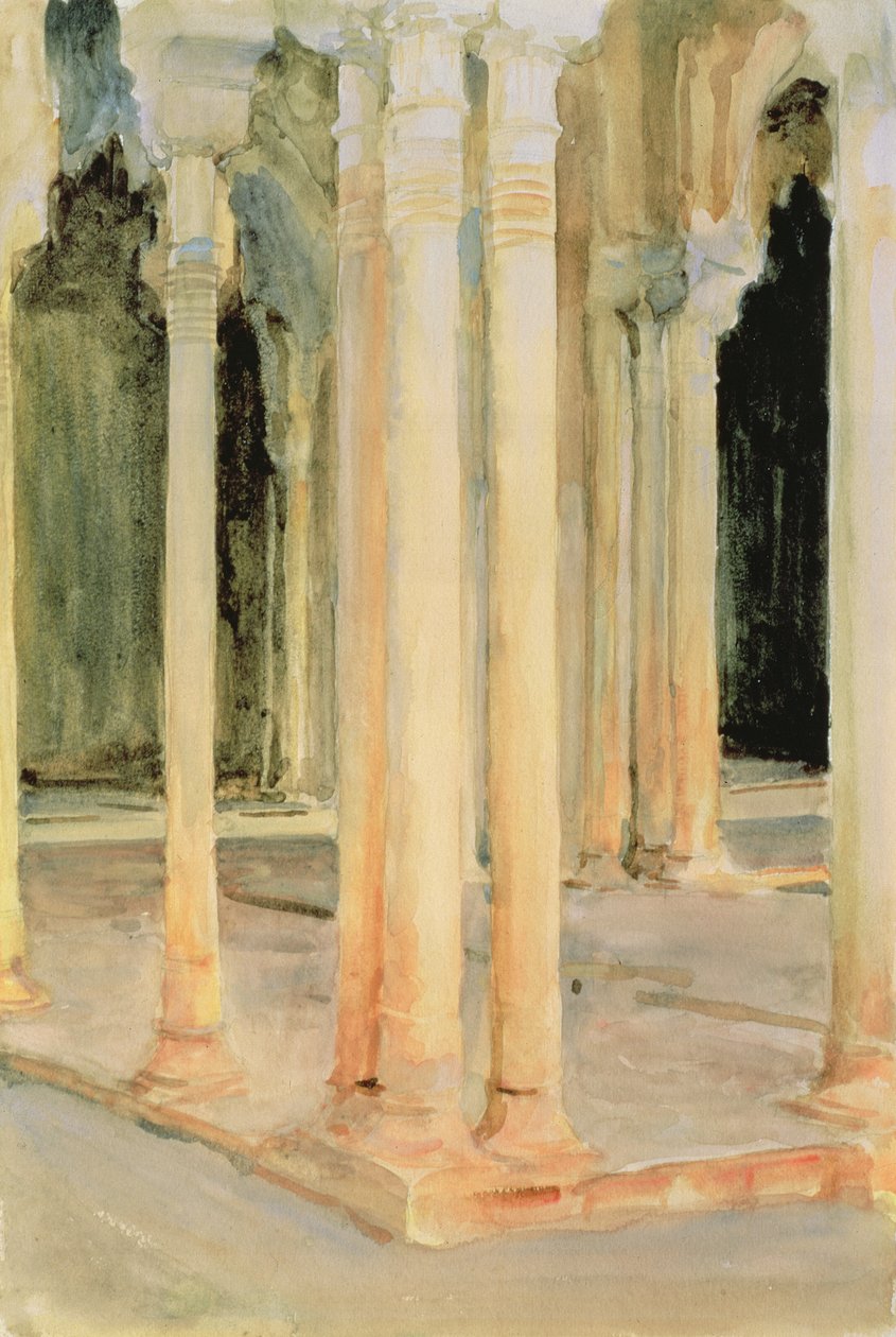 Oroszlánok udvara, 1912 körül (wc papíron) alkotó: John Singer Sargent