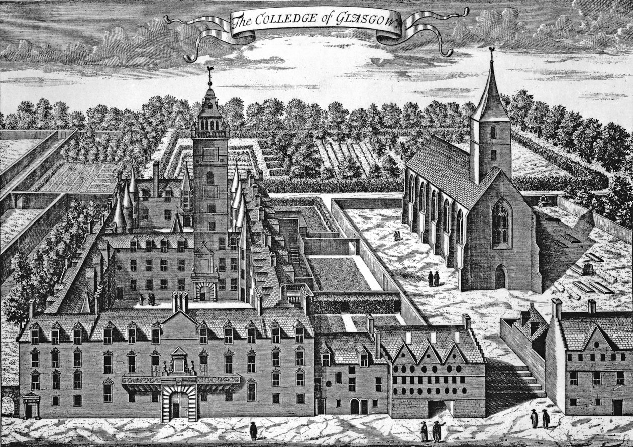 A Glasgow-i Főiskola, a „Theatrum Scotiae”-ból, 1693 alkotó: John Slezer
