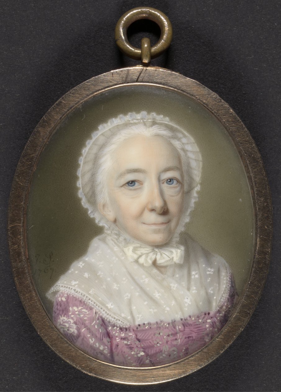 Idős hölgy portréja, 1767 (testszín és wc elefántcsonton) alkotó: John Smart