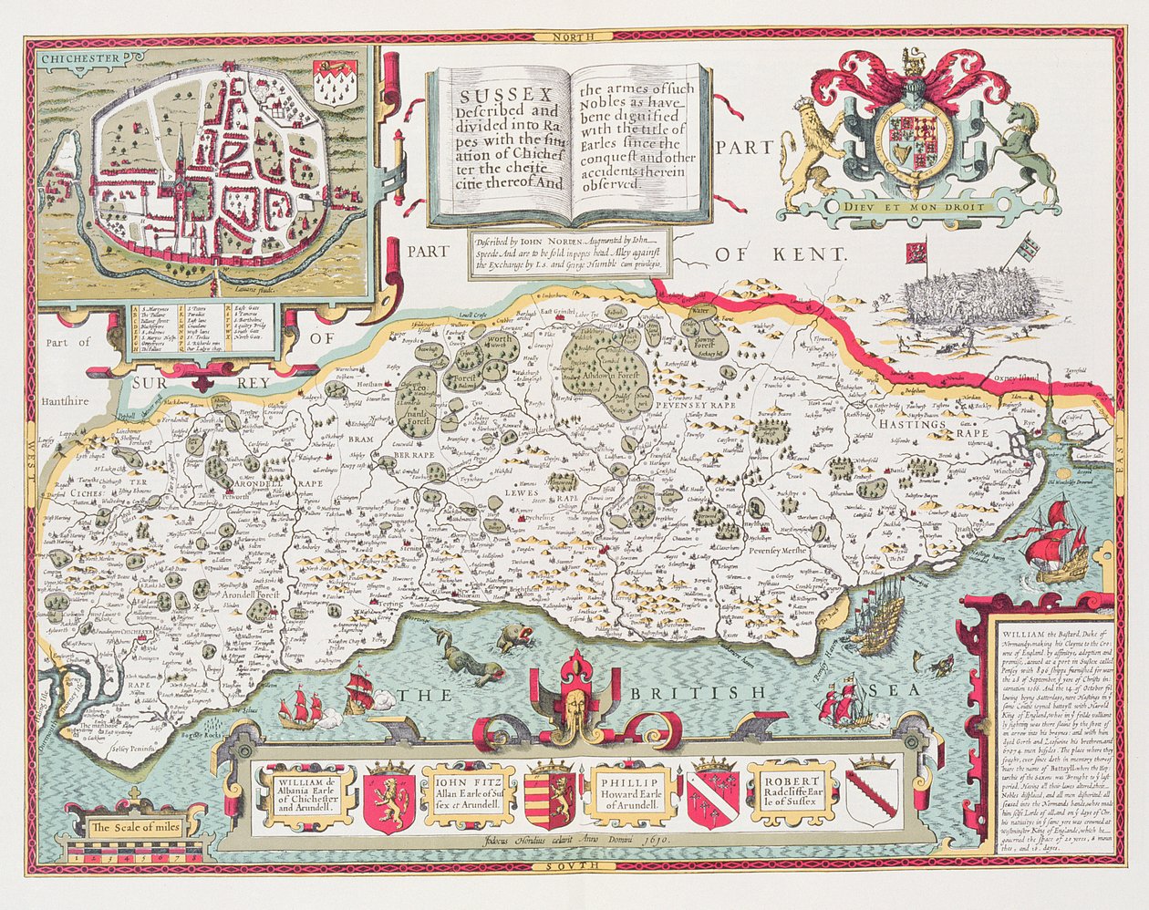 Sussex, Jodocus Hondius (1563-1612) metszete, a John Speed