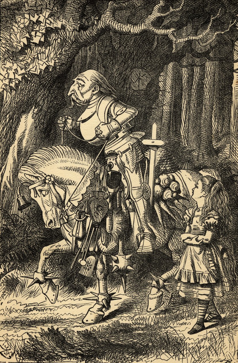 Alice és a fehér lovag, illusztrációja Lewis Carroll (1832-98) „Alice Csodaországban” című művéből, először 1865-ben jelent meg alkotó: John Tenniel