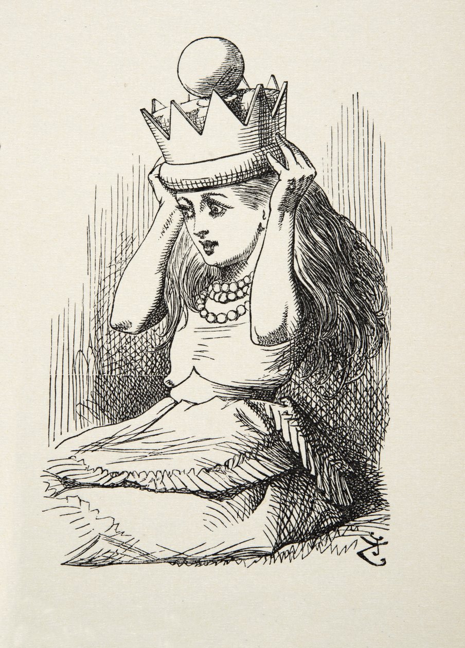 Alice királynő, illusztráció Lewis Carroll (1832 - 98), 1872, A tükörben című könyvéből. alkotó: John Tenniel