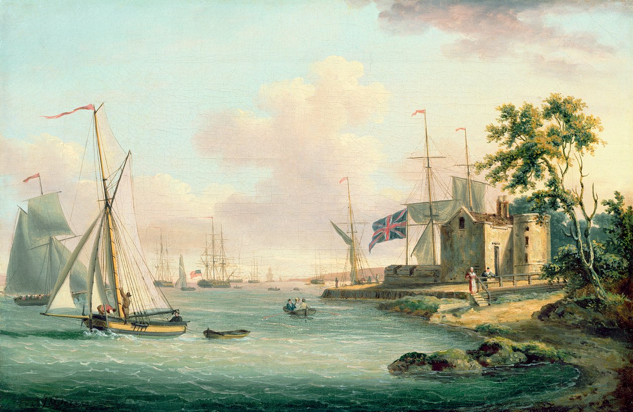 Kilátás a Királyi Yacht Squadronra, Wight-sziget alkotó: John Thomas Serres