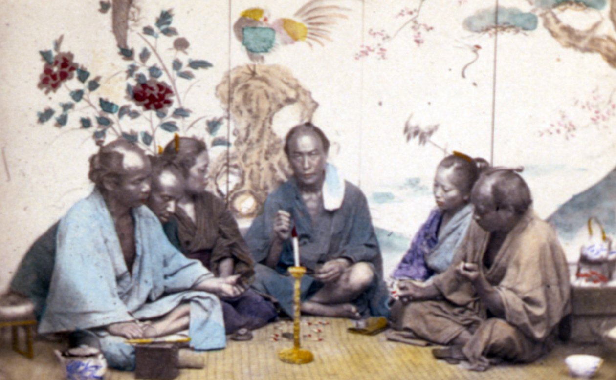 Japán teaszertartás, 1890 (kézzel színezett fotó) alkotó: John Thomson