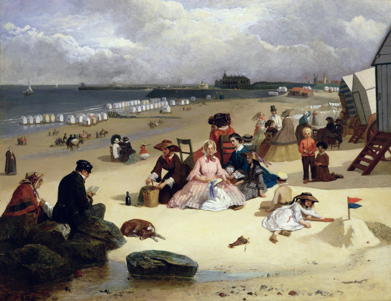 Littlehampton Beach a mólóval, hegymászás 1888 körül alkotó: John W. Eyres