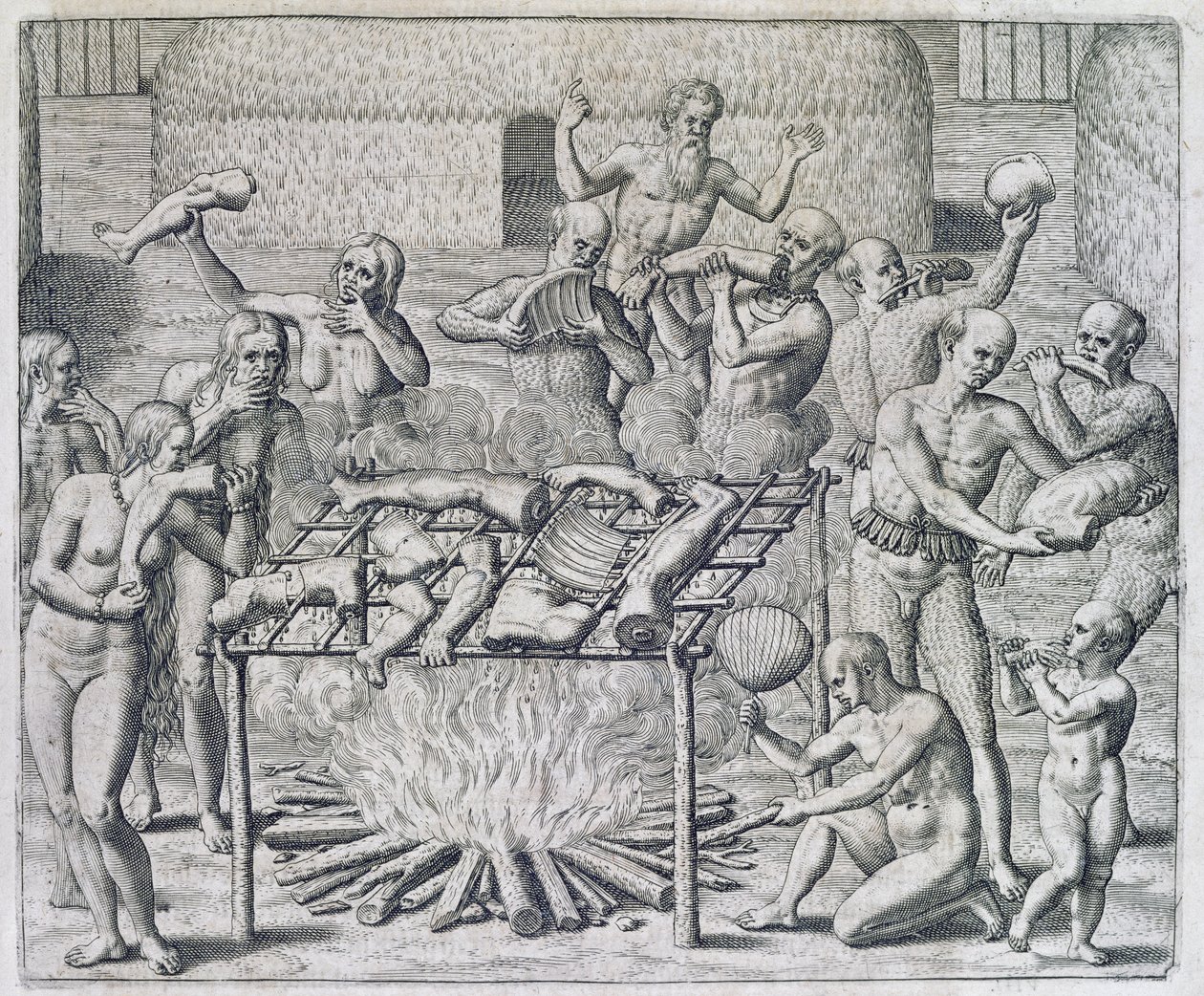 Kannibál lakoma, vésette Theodor de Bry (1528-98) alkotó: John White