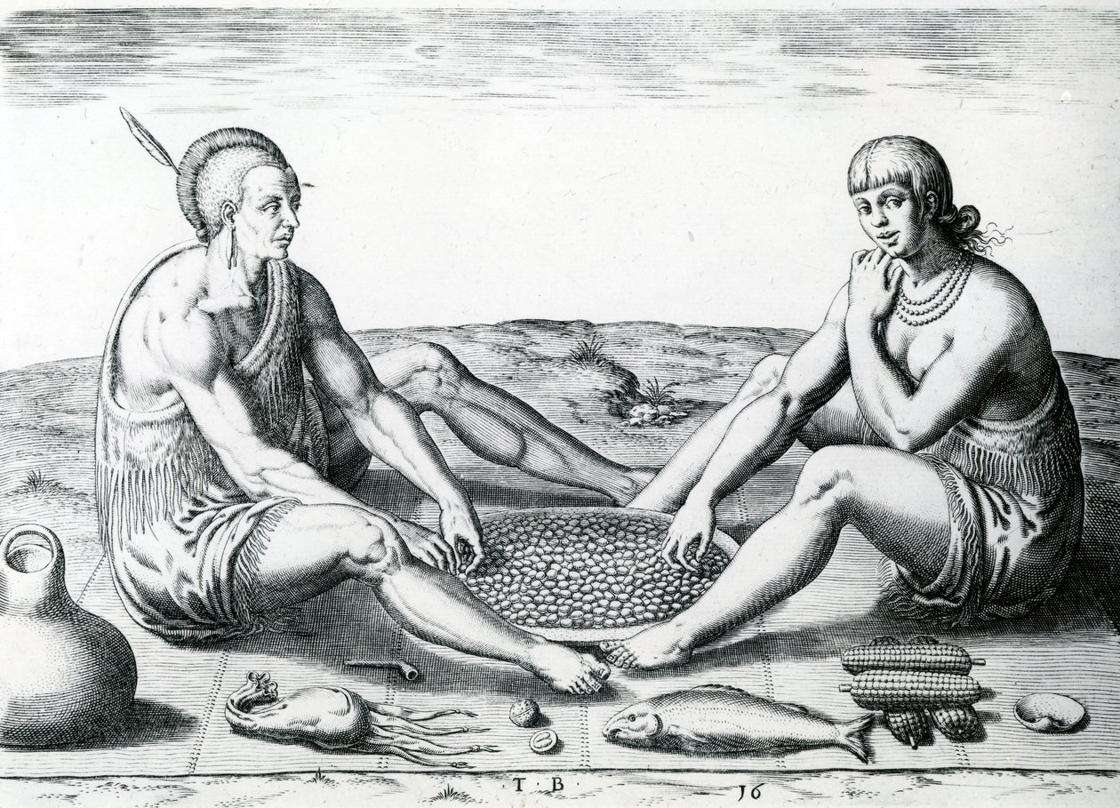 Húsnál ülnek, 1590 alkotó: John White
