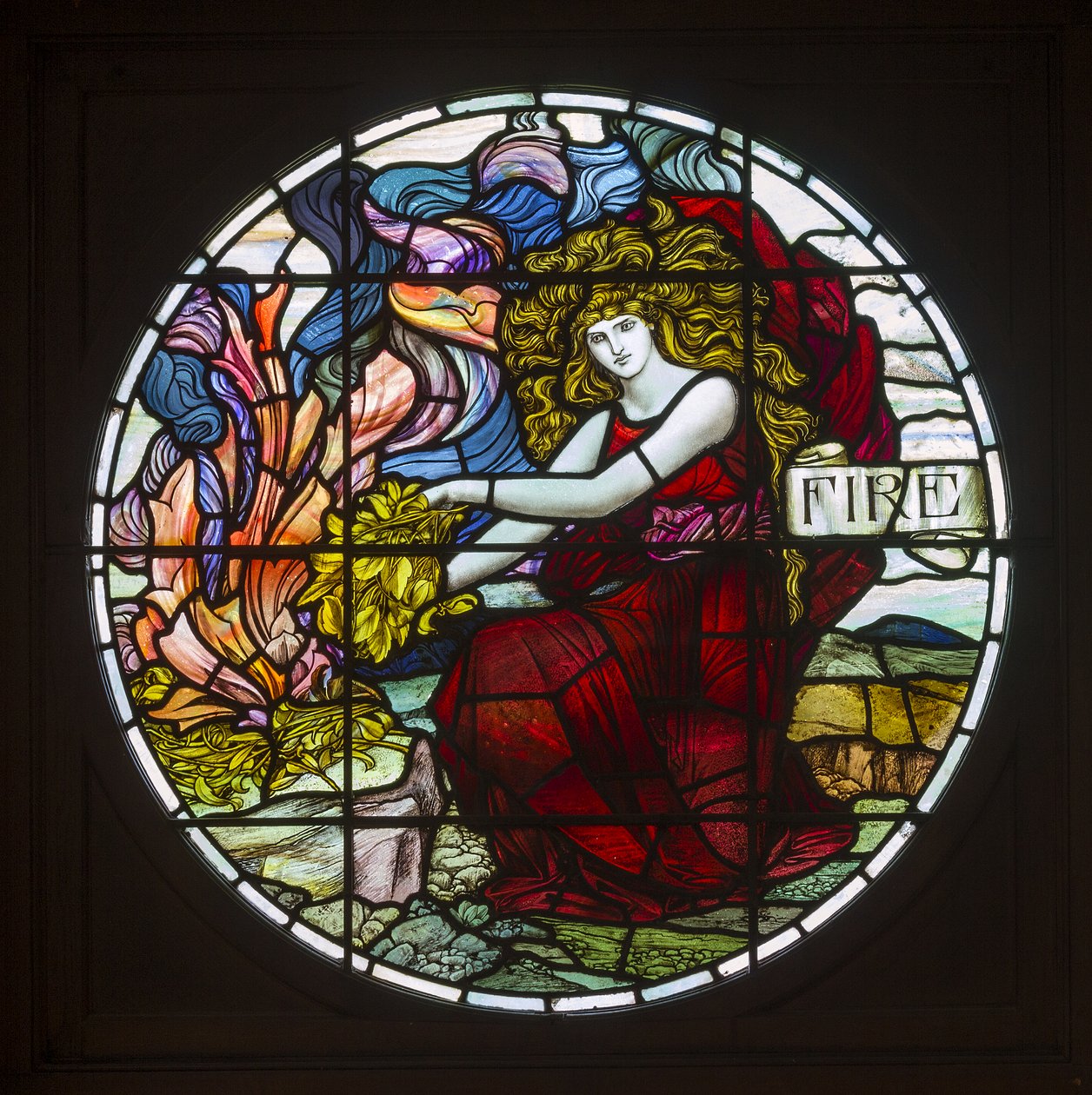 Biddulph Grange, James Powell & Sons, John William Brown (1842-1928), Tűz, 1903, szecesszió alkotó: John William Brown
