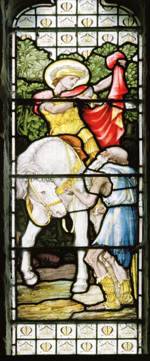 Litchborough, St Martin, James Powell & Sons, John William Brown (1842-1928), St Martin osztja a köpenyét, 1883 alkotó: John William Brown