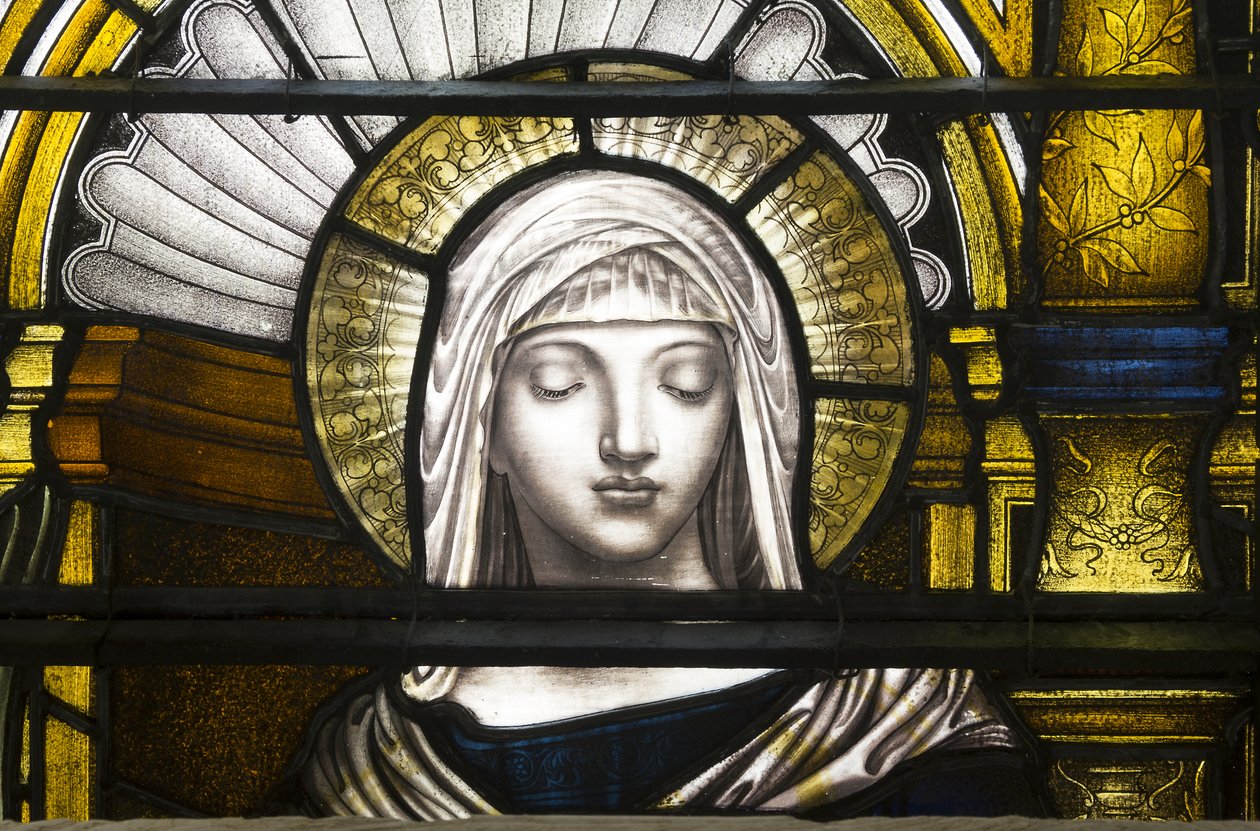 Oxford, Trinity College, James Powell & Sons, John William Brown (1842-1928), St Catherine, 1885 alkotó: John William Brown