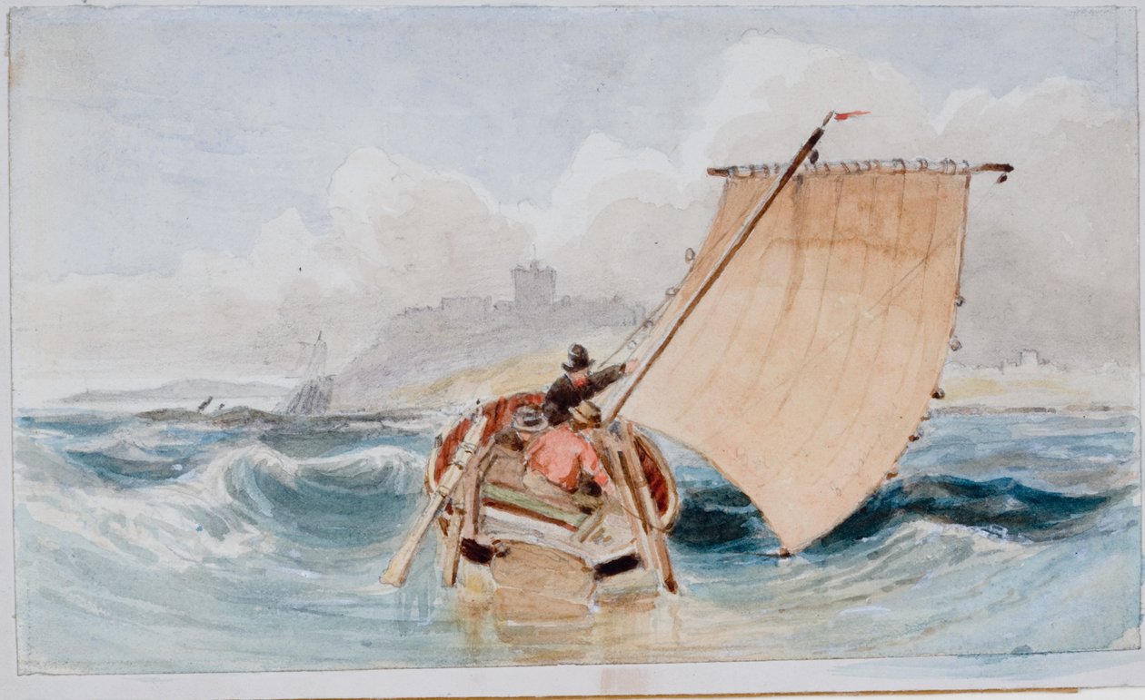 Coble off Bamburgh (testszín) alkotó: John Wilson Carmichael