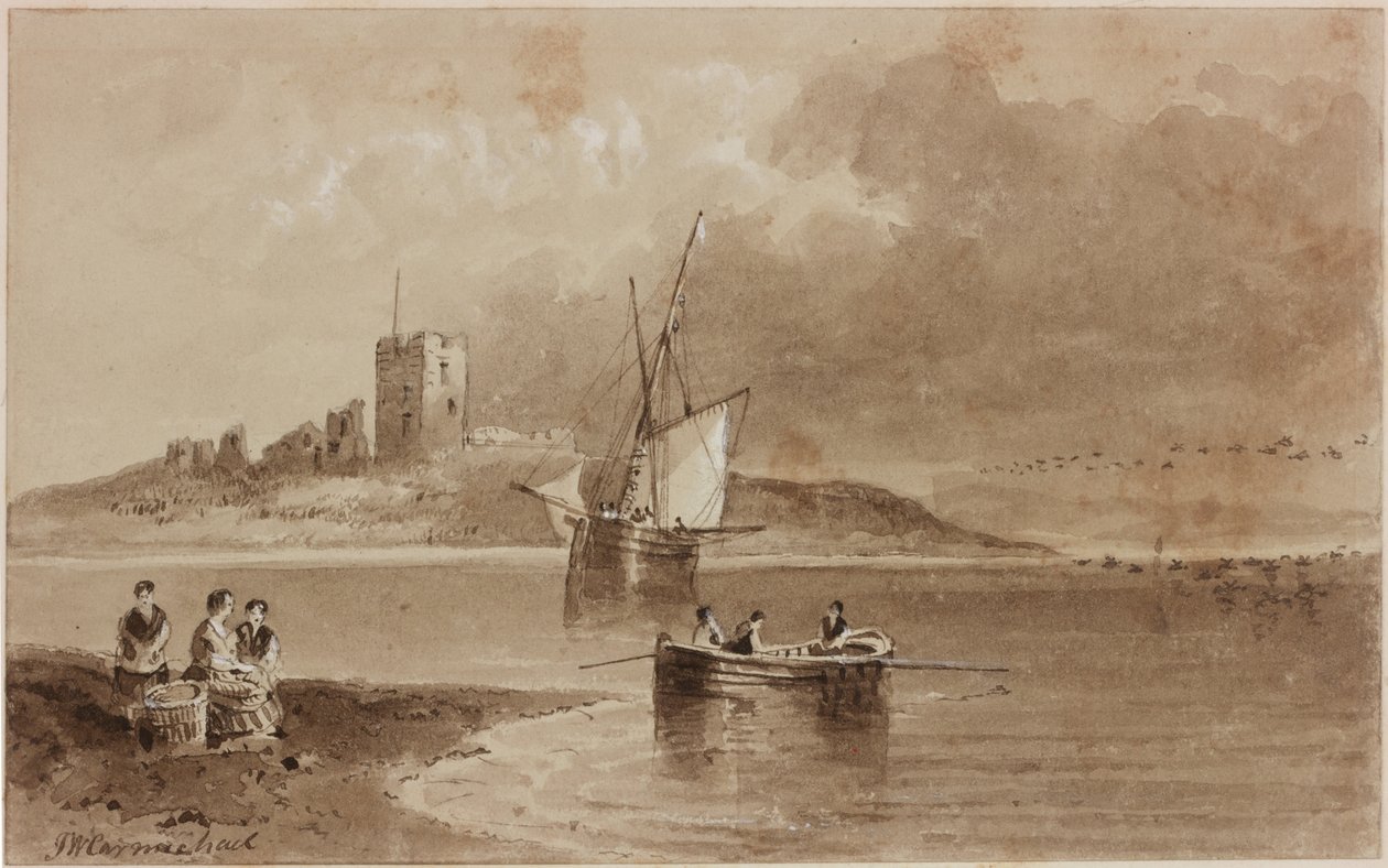 Coquet Island (tinta (szépia) papíron) alkotó: John Wilson Carmichael