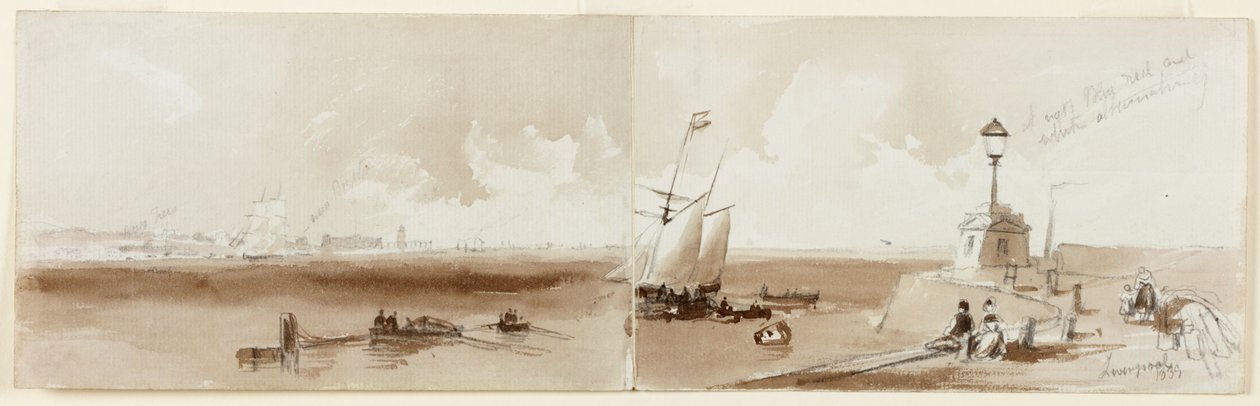 Liverpool (ceruza és akvarell papíron (két darab)) alkotó: John Wilson Carmichael