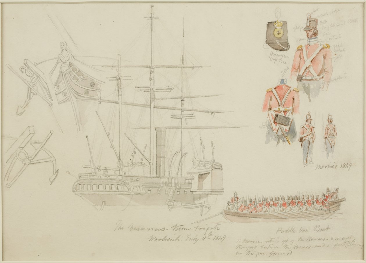 Woolwich-i tanulmányok (ceruza és akvarell papíron) alkotó: John Wilson Carmichael