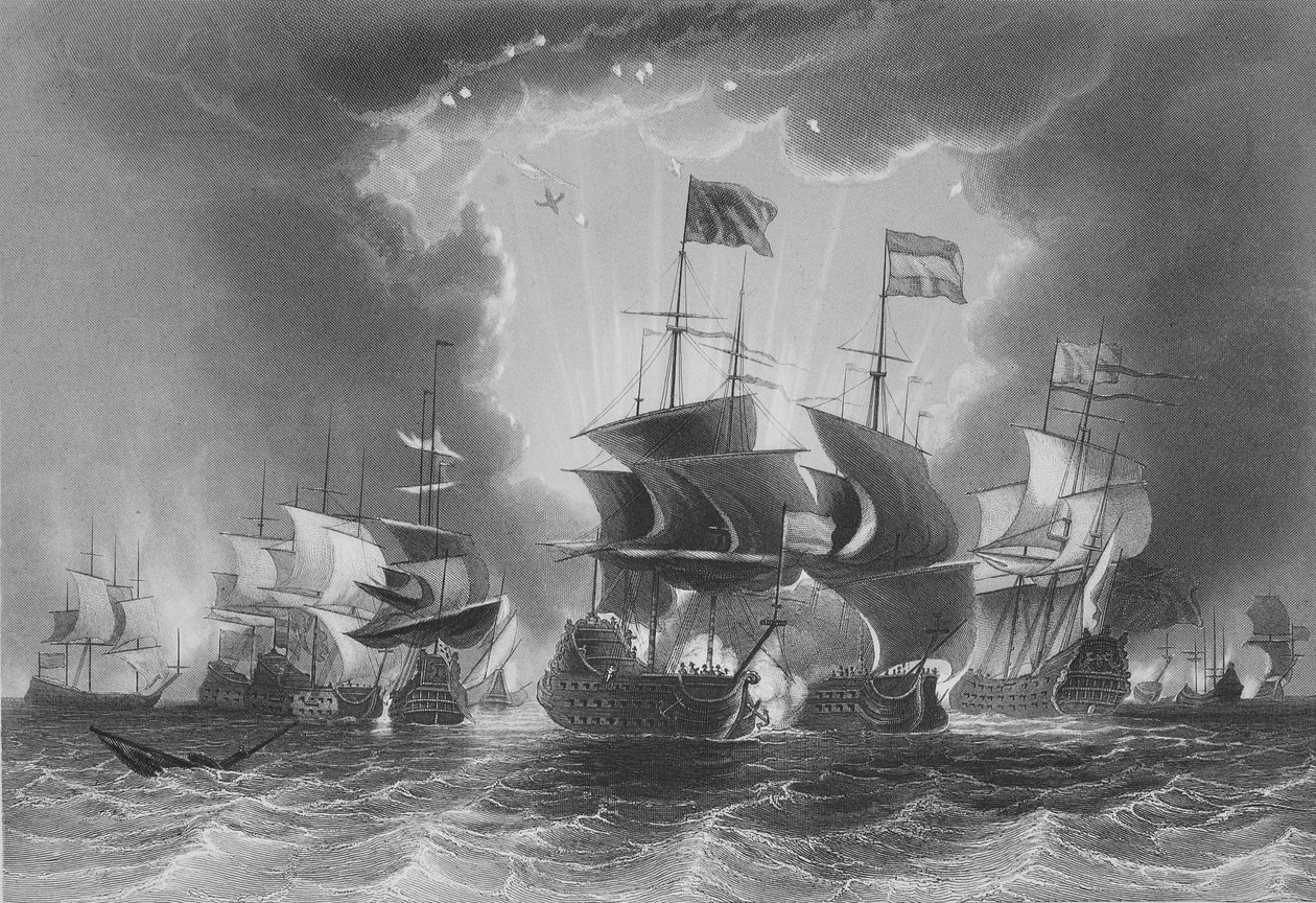 A holland flotta veresége Blane admirális által, metszet: W. French alkotó: John the Younger Cleveley