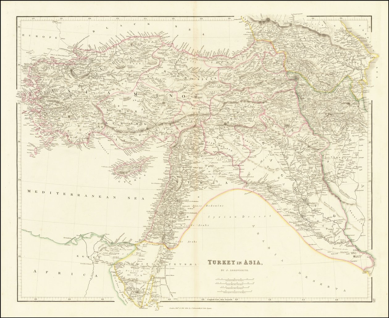 1840-es térkép Törökországról Ázsiában alkotó: John Arrowsmith