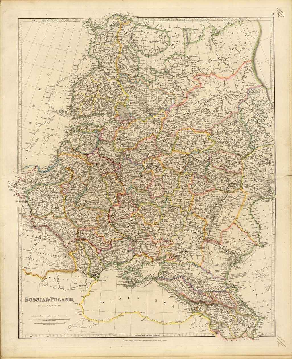 Oroszország és Lengyelország térképe, 1832. alkotó: John Arrowsmith