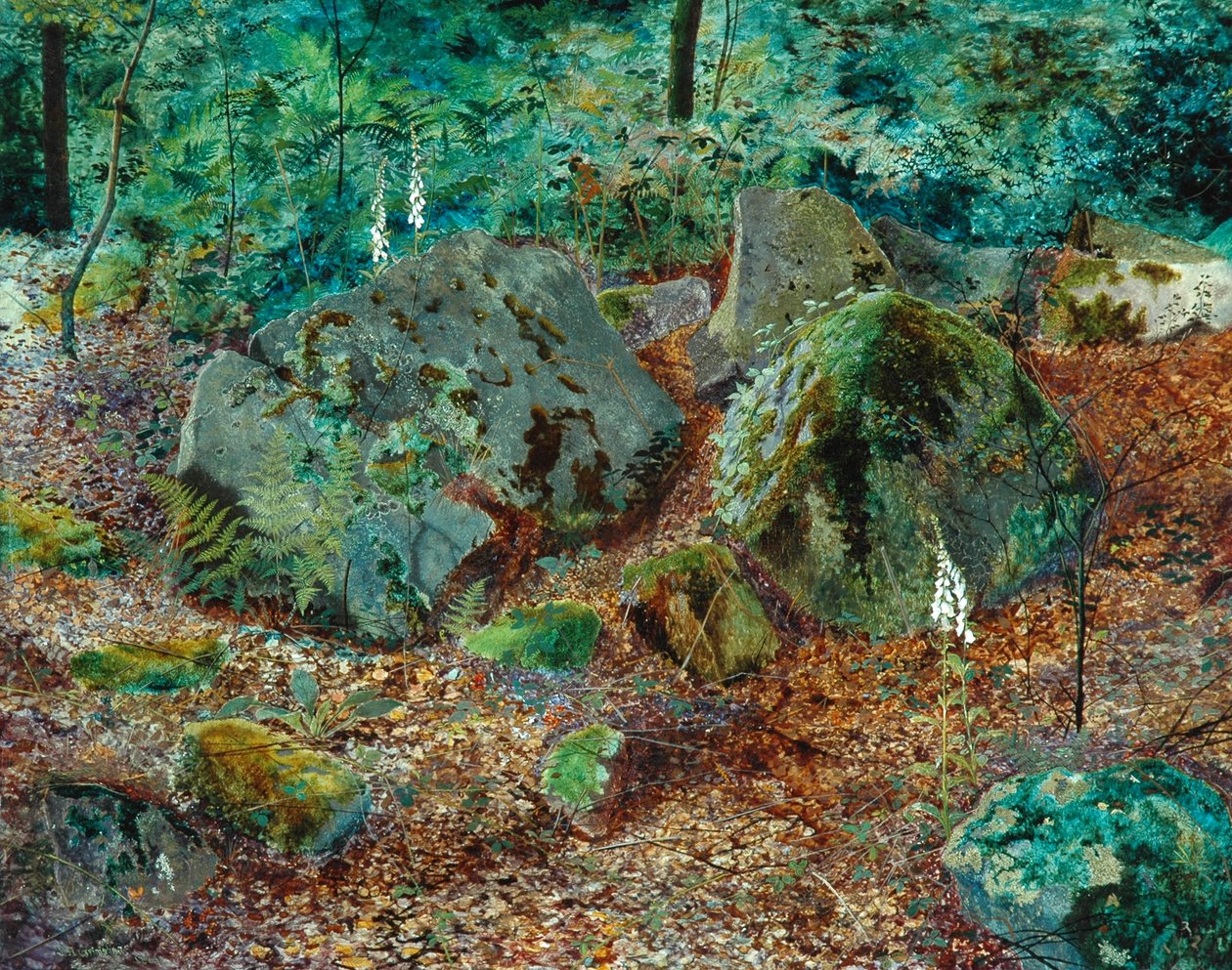Mossy Glen, 1864 alkotó: John Atkinson Grimshaw