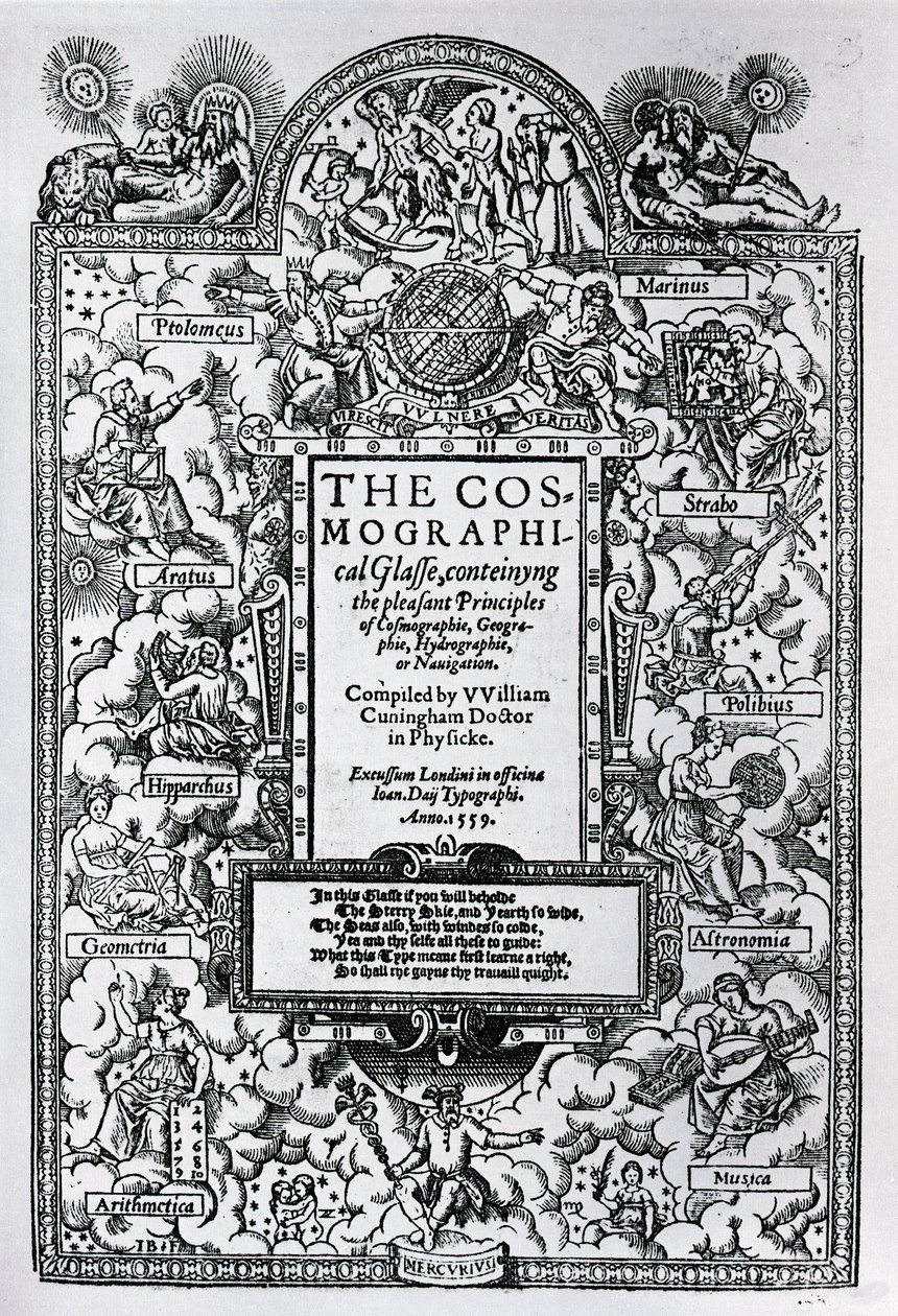 A kozmográfiai üveg címlapja, 1559 alkotó: John Bettes
