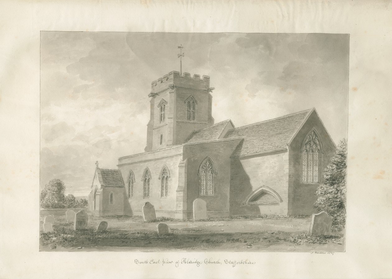 Aldridge templom: szépia rajz, 1847 alkotó: John Buckler