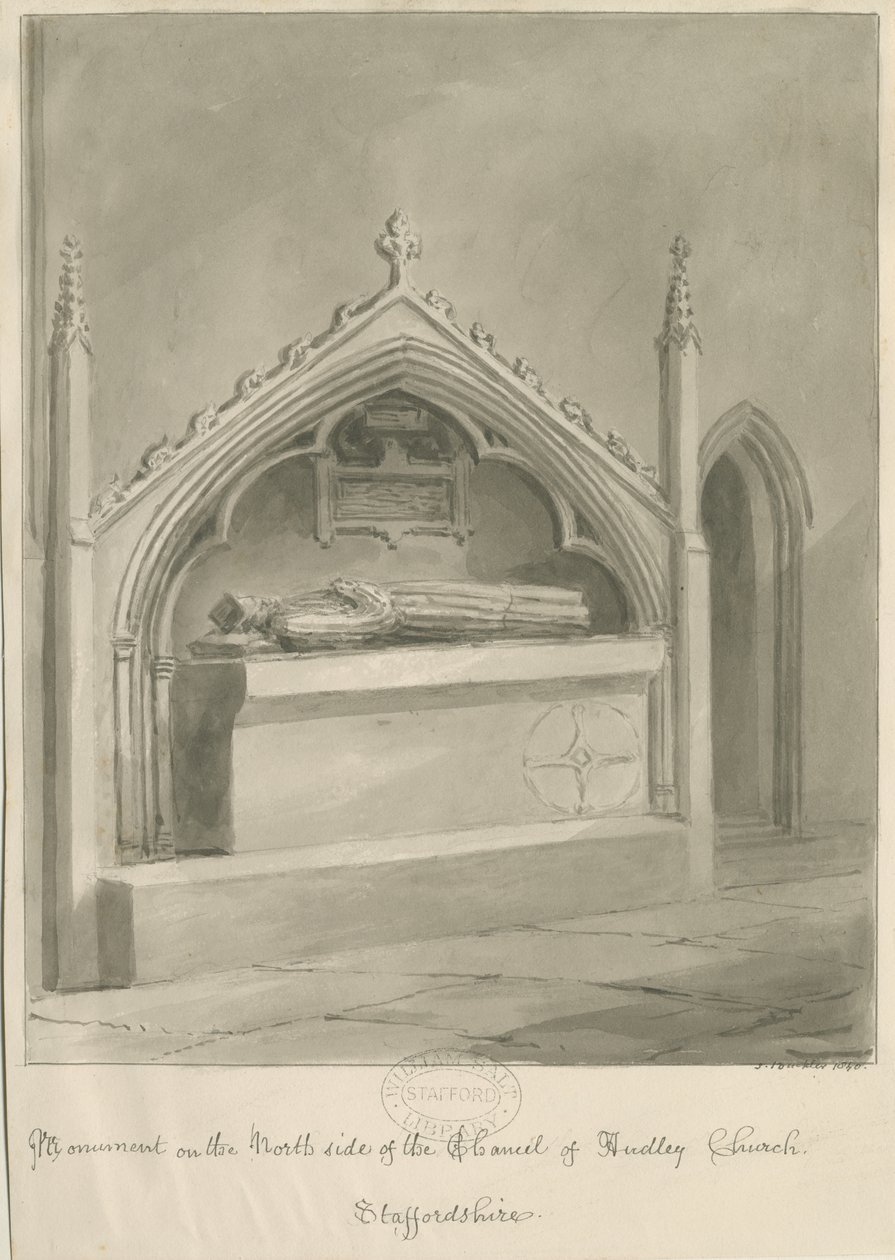 Audley Monuments - "Edward Vernon": szépia rajz alkotó: John Buckler