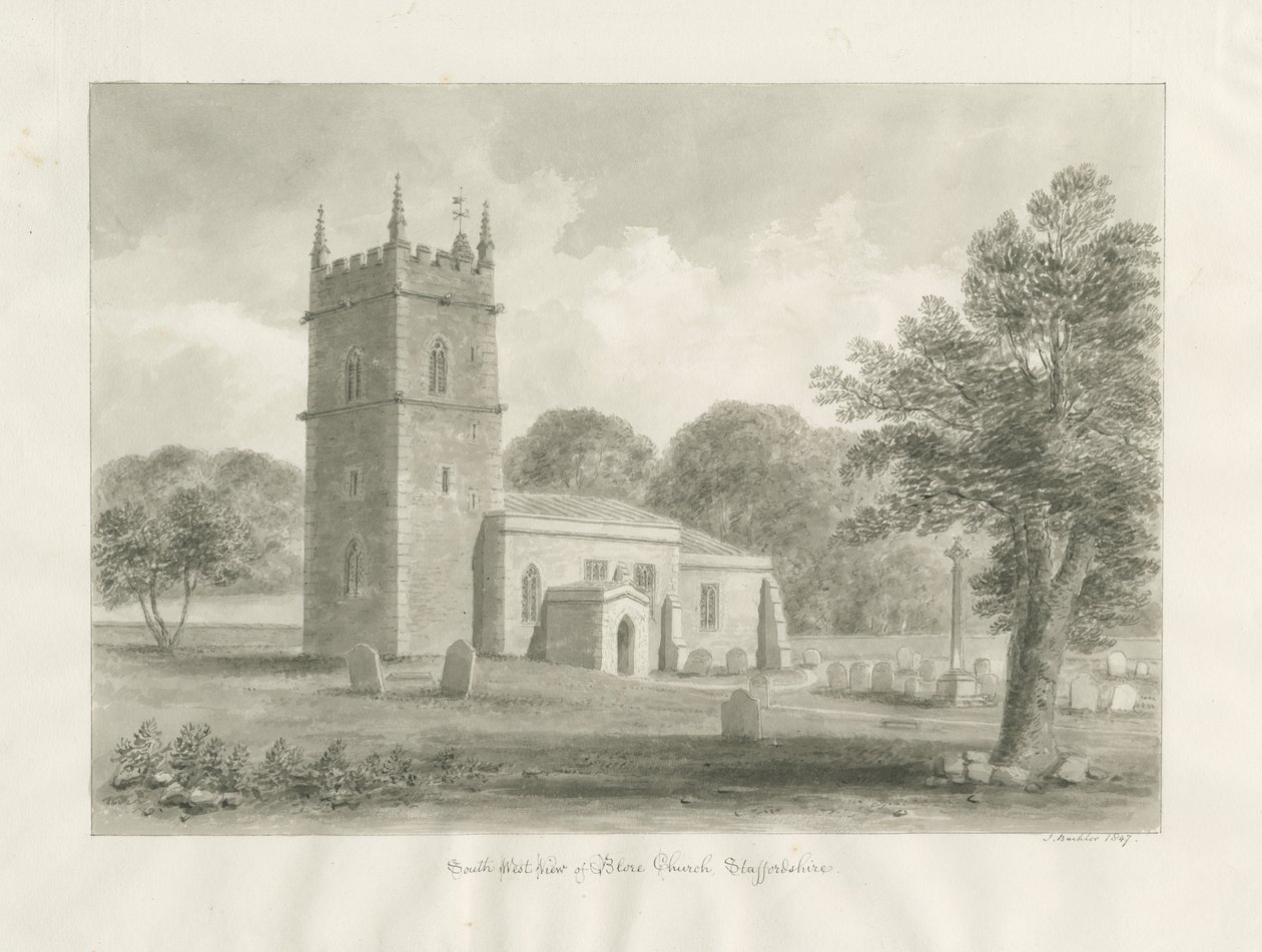 Blore templom: szépia rajz, 1847 alkotó: John Buckler