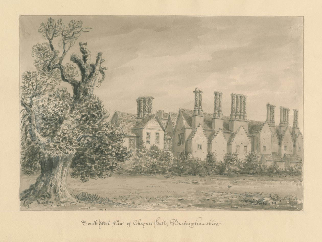 Buckinghamshire – Chenies Hall: szépia rajz, 1824 alkotó: John Buckler