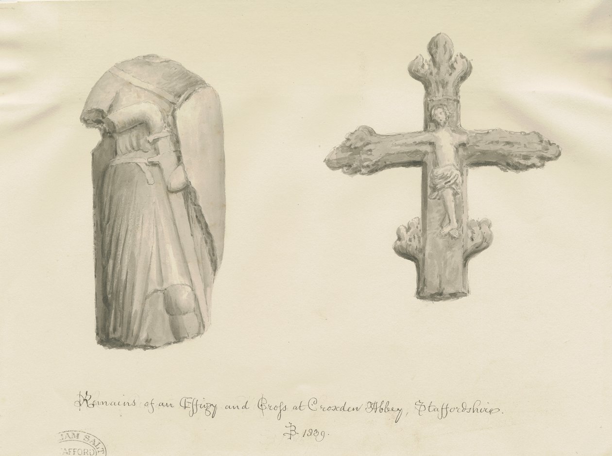 Croxden - Régiségek: szépia rajz alkotó: John Buckler