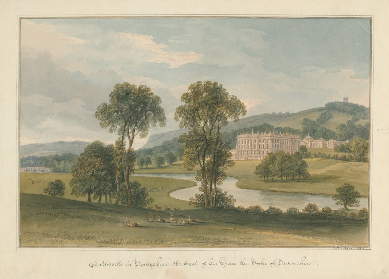 Derbyshire – Chatsworth Hall alkotó: John Buckler