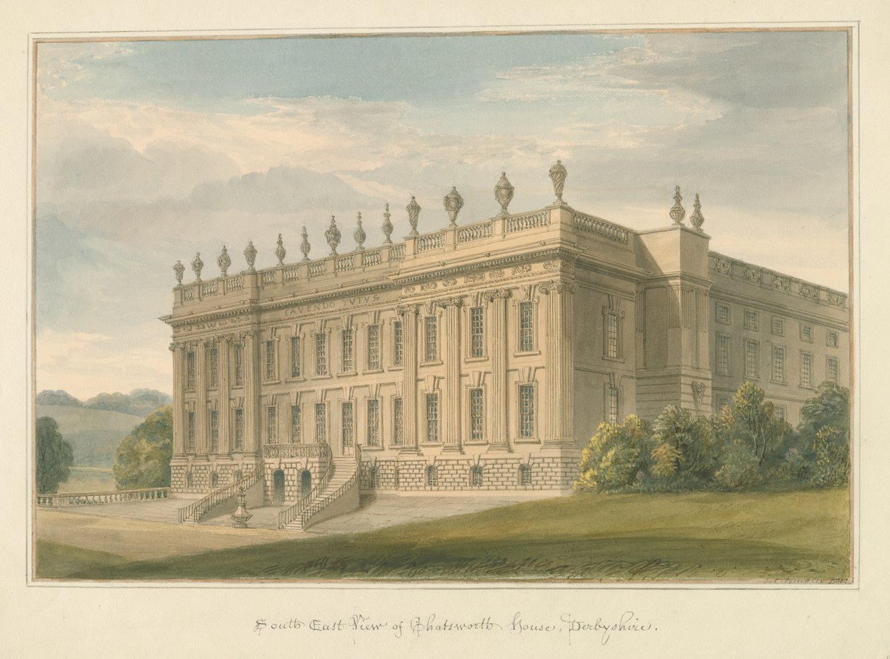 Derbyshire – Chatsworth Hall, 1812 alkotó: John Buckler