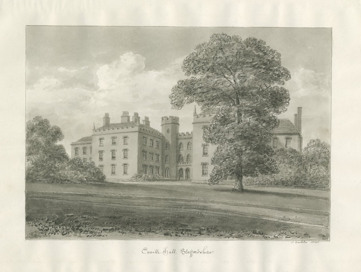 Enville Hall: szépia rajz alkotó: John Buckler