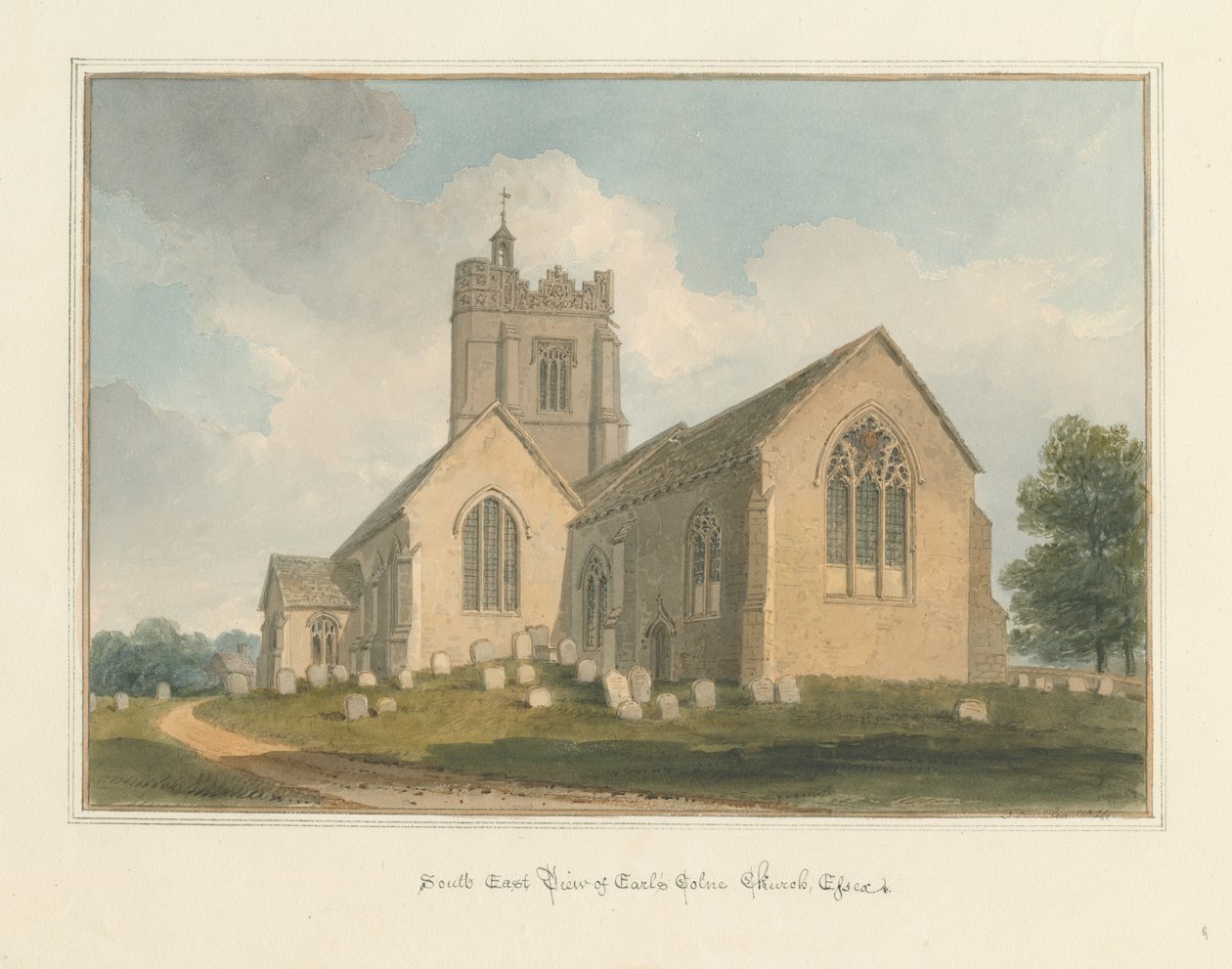 Essex – Earls Colne templom, 1824 alkotó: John Buckler