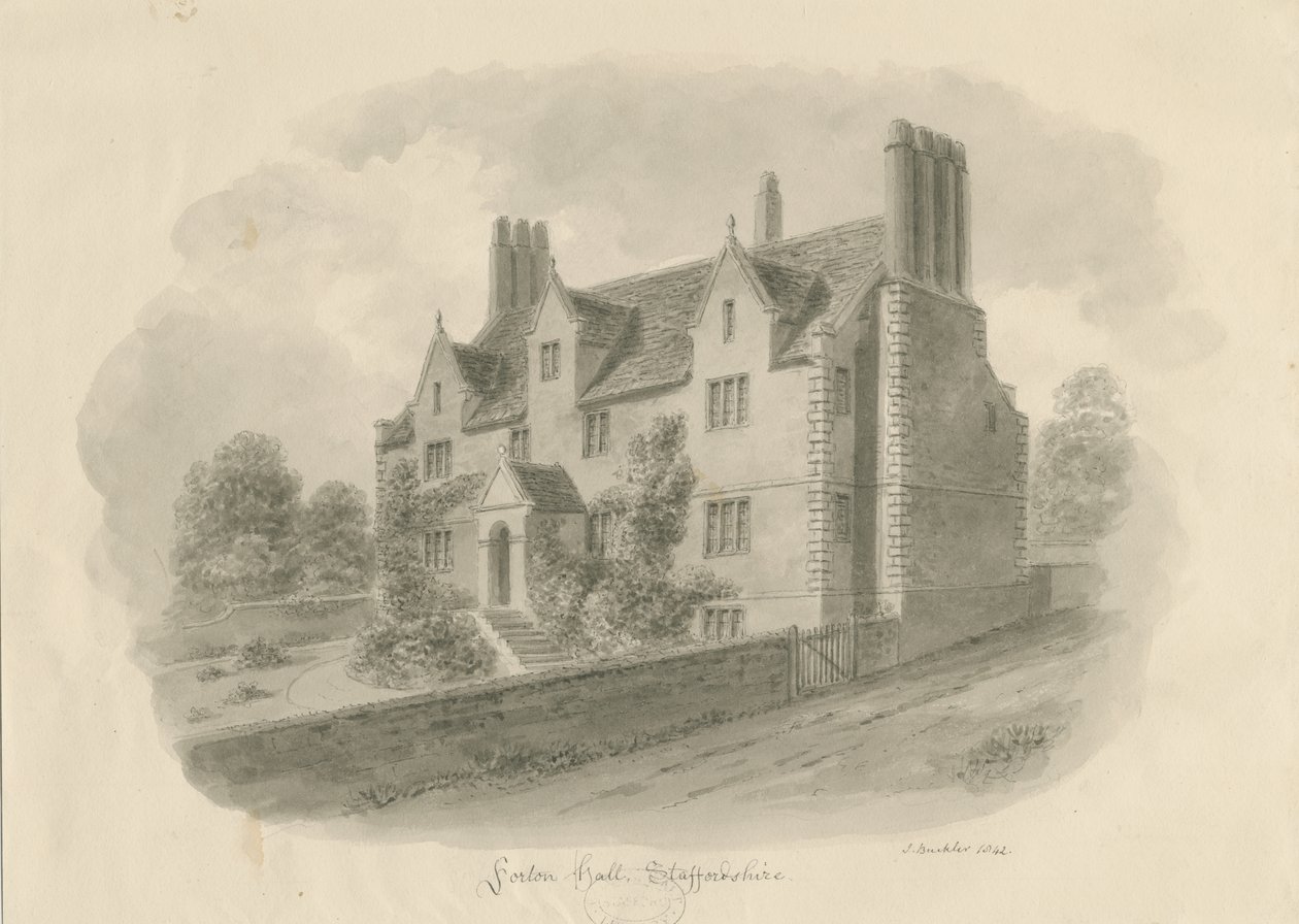 Forton Hall: mosási rajz alkotó: John Buckler