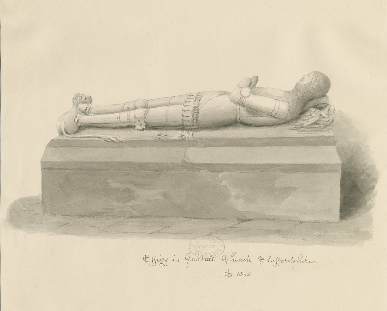Gnosall templom - Effigy: mosórajz alkotó: John Buckler