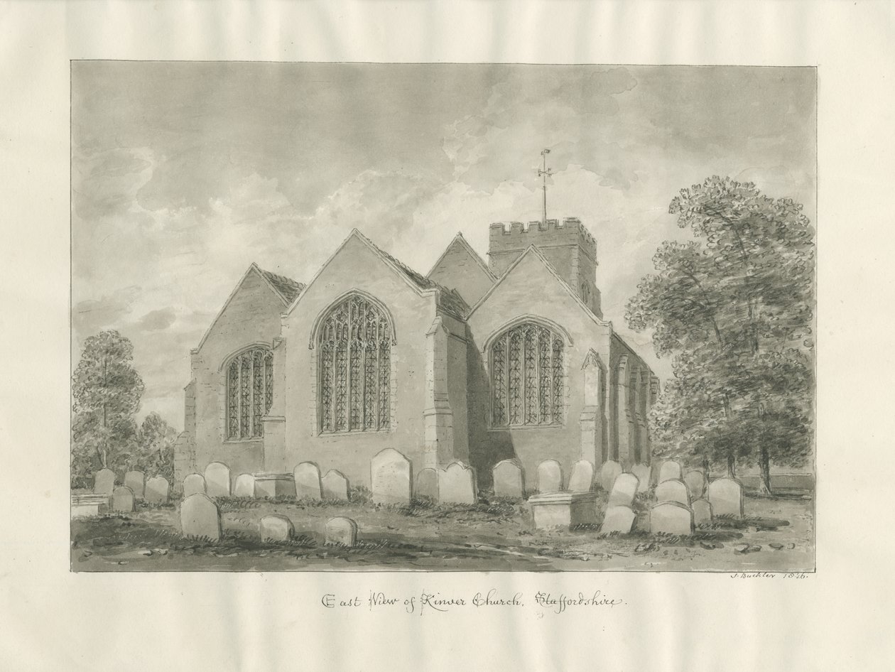 Kinver templom: szépia rajz alkotó: John Buckler