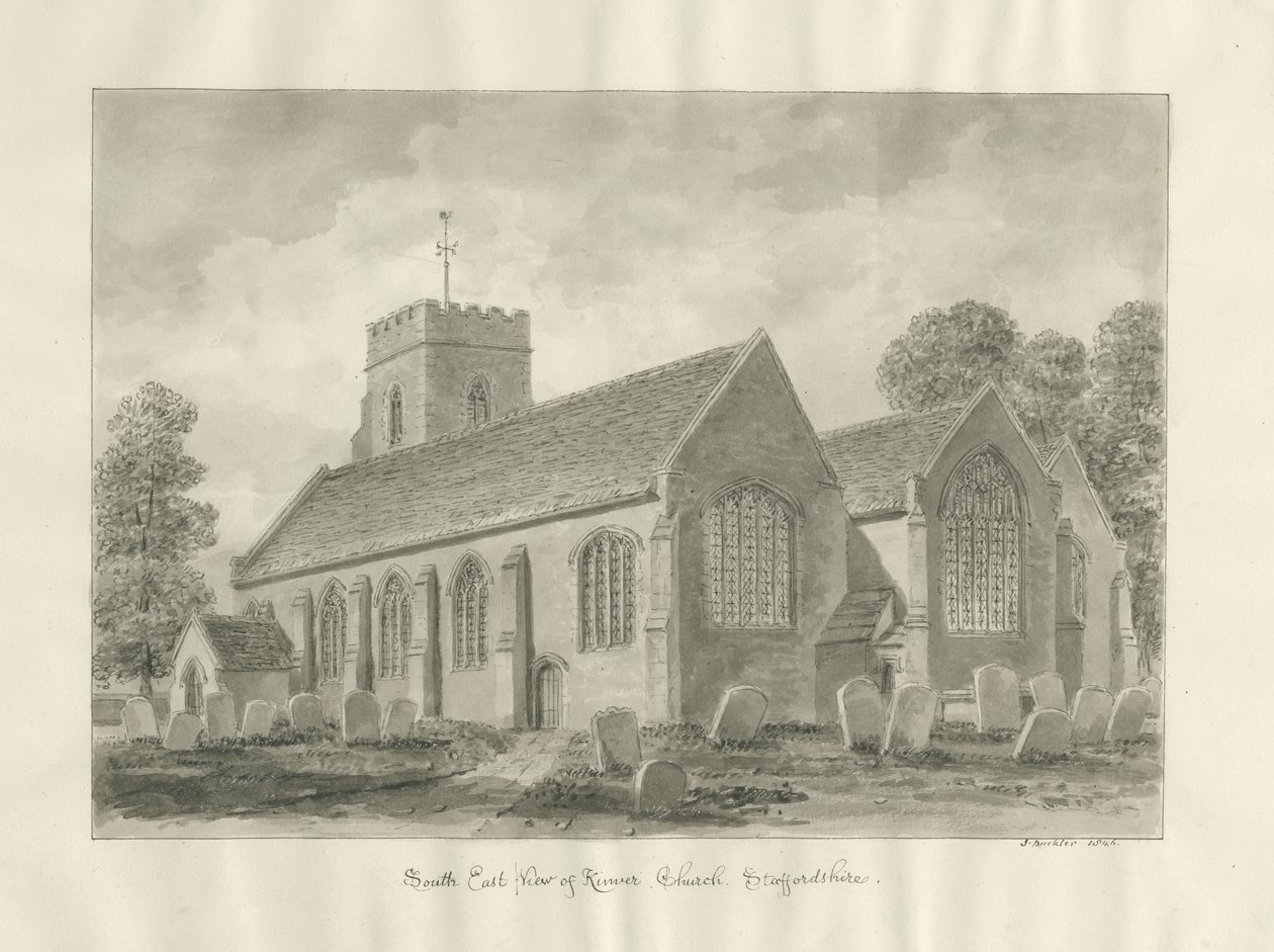 Kinver templom: szépia rajz alkotó: John Buckler