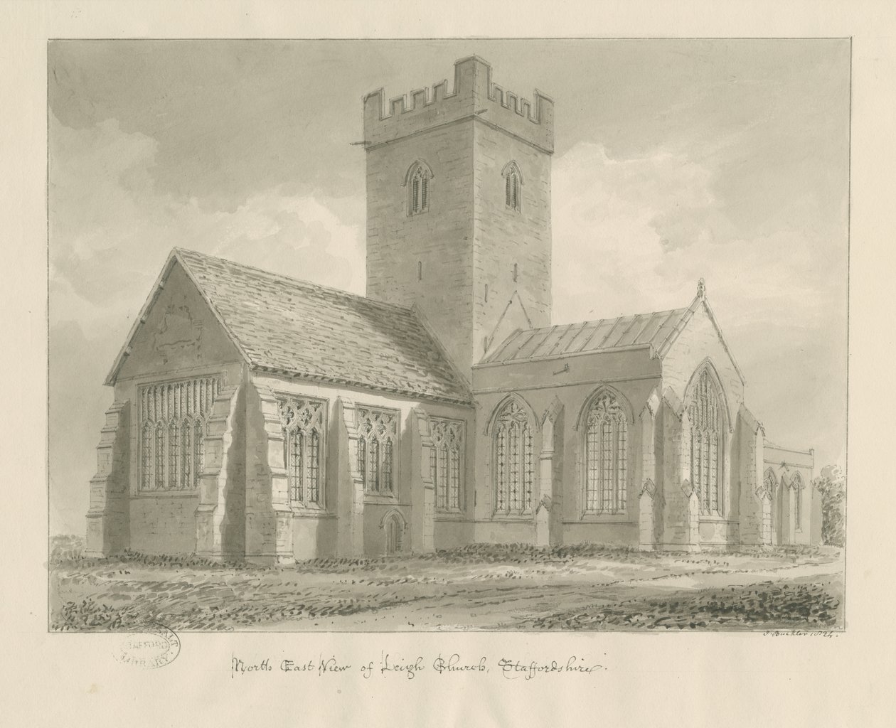 Leigh Church: szépia rajz alkotó: John Buckler