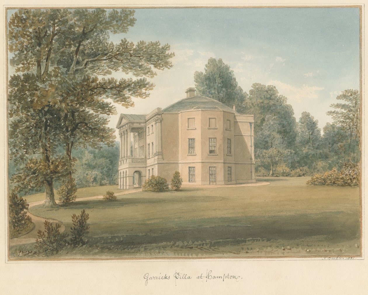 Middlesex – Hampton – Garrick villája, 1831 alkotó: John Buckler