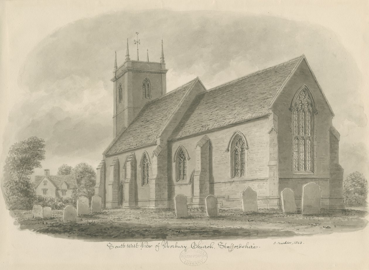 Norbury templom: szépia mosás rajz, 1843 alkotó: John Buckler