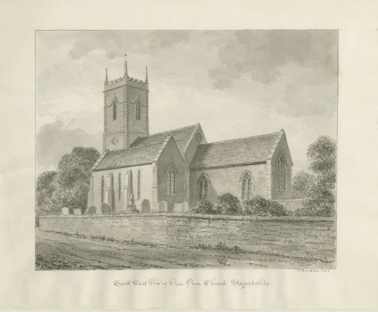 Penn Church: szépia rajz alkotó: John Buckler