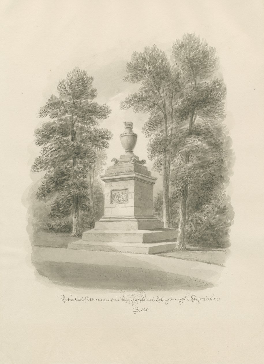 Shugborough - Macskaemlékmű: szépia rajz alkotó: John Buckler
