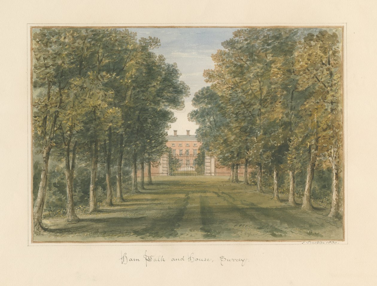 Surrey – Ham Walk and House, 1830 alkotó: John Buckler