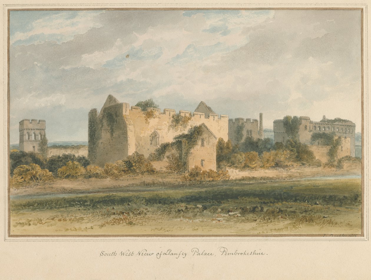 Wales – Pembrokeshire – Lamphey-palota, 1815 alkotó: John Buckler