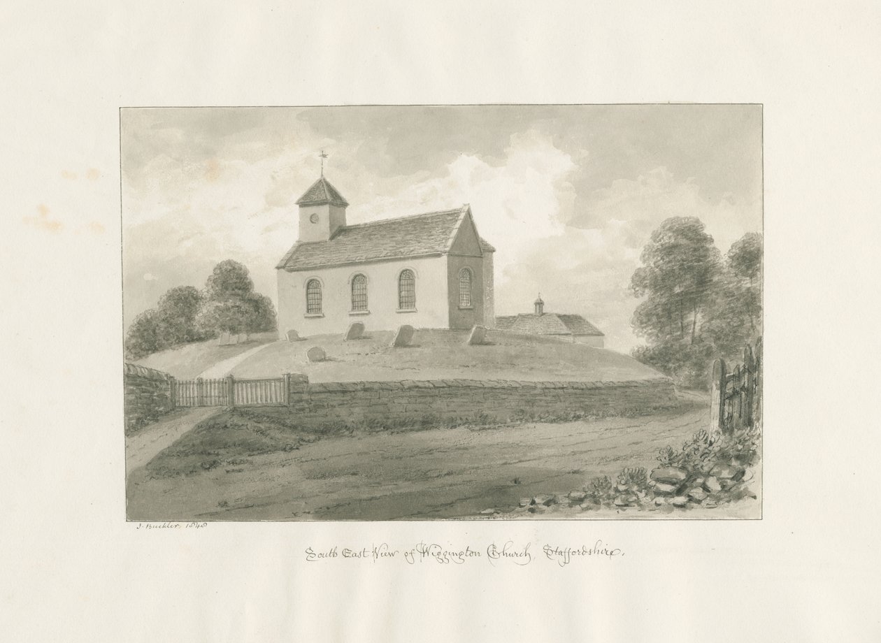 Wigginton-templom: szépia rajz, 1848 alkotó: John Buckler