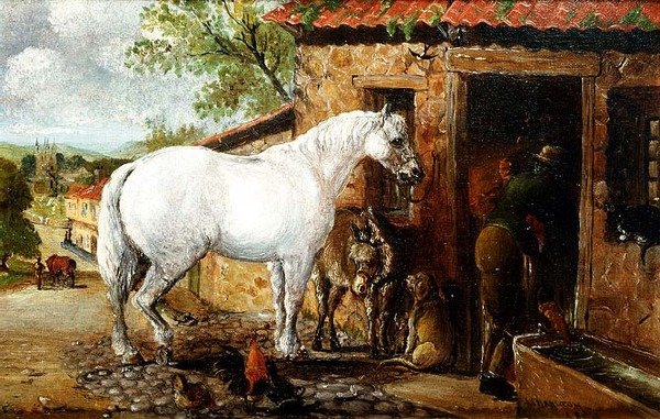 Szürke kanca egy kovácsműhelyben alkotó: John Charlton