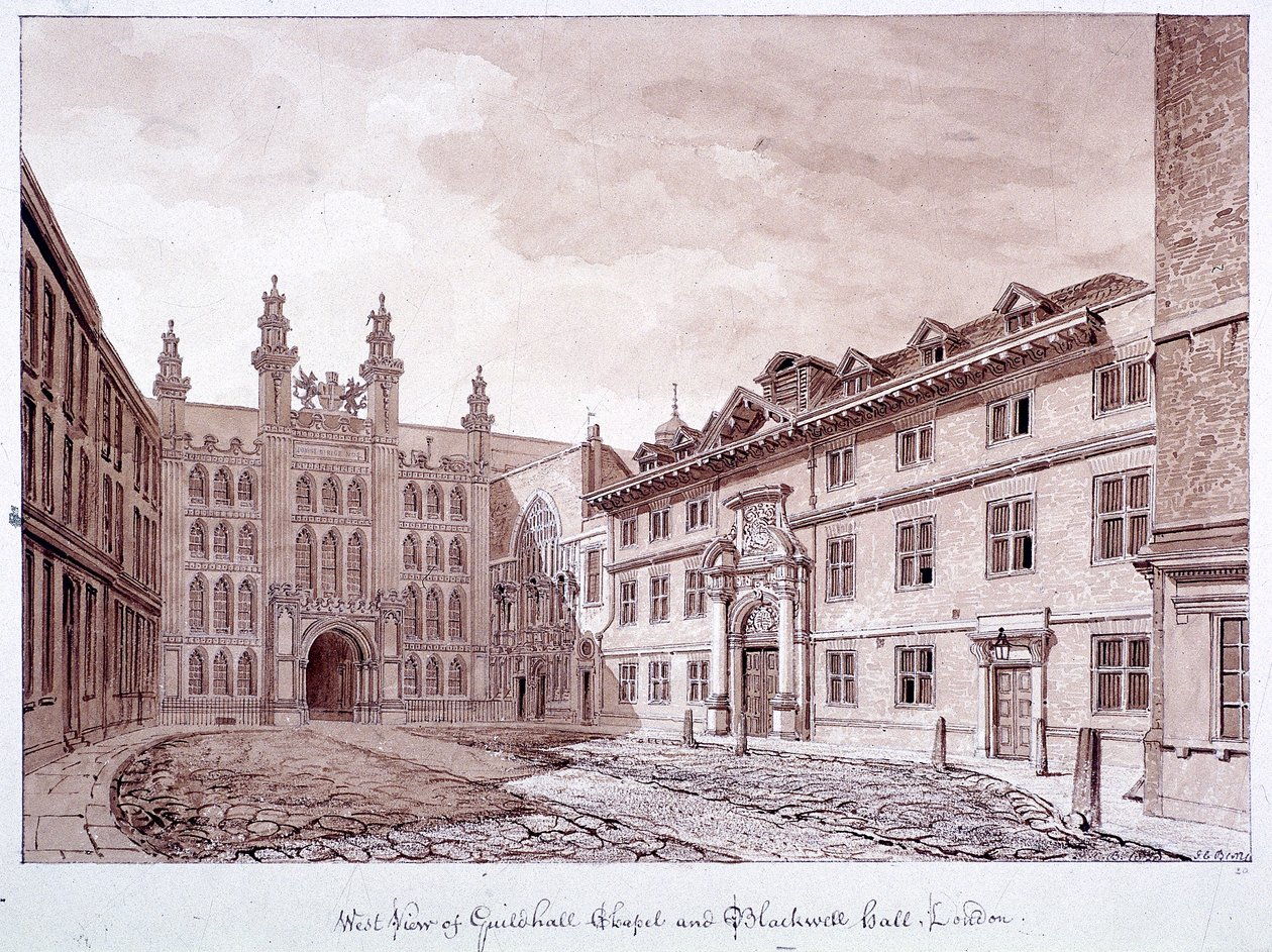 Guildhall, London, 1820 alkotó: John Chessell Buckler